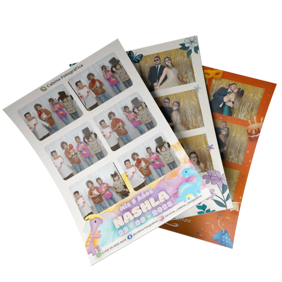 Plantillas de fotos 100% personalizables de Snap Memory para eventos en CDMX, adaptadas al diseño, colores y temática de cada cliente.
