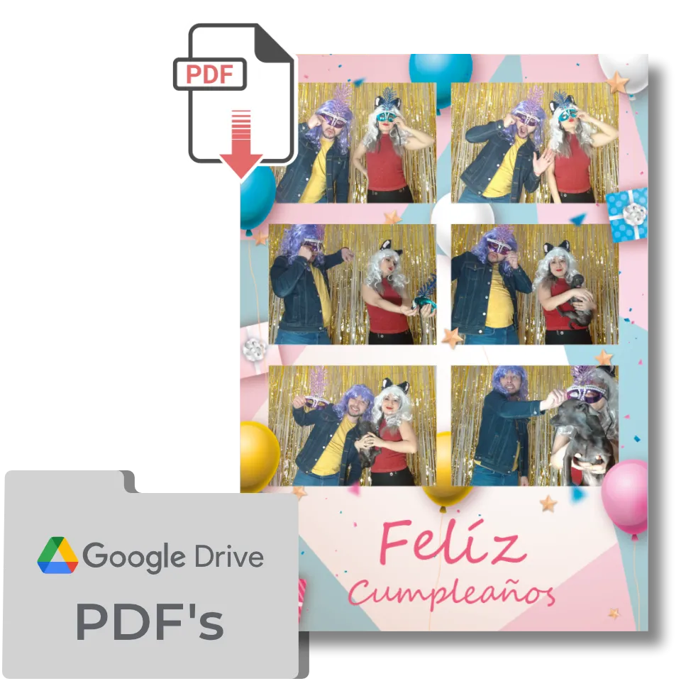 Descarga de archivos PDF en alta resolución al instante con Snap Memory, permitiendo que tus invitados conserven su recuerdo con calidad de impresión profesional.